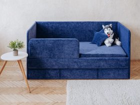 Диван-кровать Happy (синий) в Усть-Куйге - ust-kujga.mebel-nsk.ru | фото