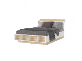 Кровать двуспальная 1,4м с ортоп. осн. КР-01 Санса (дуб сонома/белый) в Усть-Куйге - ust-kujga.mebel-nsk.ru | фото