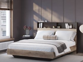 Кровать двуспальная 1,6м КР-16 Энигма (венге/дуб каньон) в Усть-Куйге - ust-kujga.mebel-nsk.ru | фото