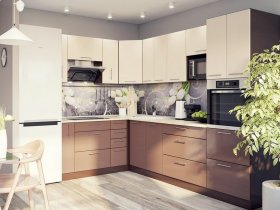 Модульная кухня Классика (ваниль/шоколад) в Усть-Куйге - ust-kujga.mebel-nsk.ru | фото