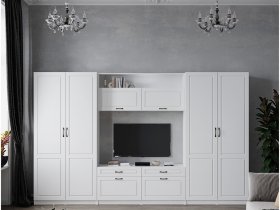 Модульная стенка Апполия (белый/белый дуб) в Усть-Куйге - ust-kujga.mebel-nsk.ru | фото