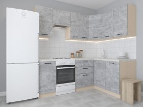 Модульная угловая кухня 1,4м*2,1м Лада (цемент) в Усть-Куйге - ust-kujga.mebel-nsk.ru | фото
