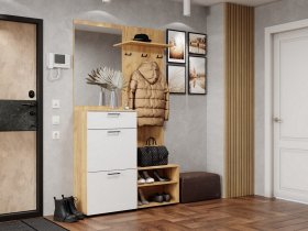 Прихожая Монтана (дуб крафт золотой/белый) в Усть-Куйге - ust-kujga.mebel-nsk.ru | фото