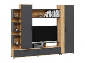 Стенка «Дакота» (дуб крафт золотой/антрацит) в Усть-Куйге - ust-kujga.mebel-nsk.ru | фото