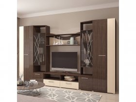 Стенка Гамма (дуб венге/дуб молочный) в Усть-Куйге - ust-kujga.mebel-nsk.ru | фото