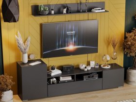 Стенка «Сильвия» (графит серый) в Усть-Куйге - ust-kujga.mebel-nsk.ru | фото
