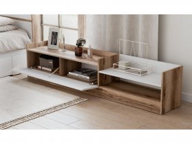 Тумба под ТВ Брауни (дуб делано/белый) в Усть-Куйге - ust-kujga.mebel-nsk.ru | фото